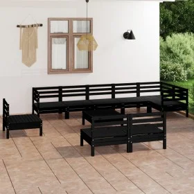 Gartenmöbel-Set 10-teilig aus massivem schwarzem Kiefernholz von vidaXL, Gartensets - Ref: Foro24-3082913, Preis: 514,67 €, R...