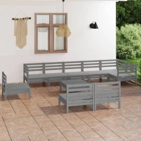 Garden furniture set 10 pieces solid gray pine wood by vidaXL, Garden sets - Ref: Foro24-3082911, Price: 511,19 €, Discount: %