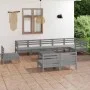 Juego de muebles de jardín 10 piezas madera maciza de pino gris de vidaXL, Conjuntos de jardín - Ref: Foro24-3082911, Precio:...