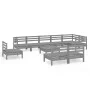 Juego de muebles de jardín 10 piezas madera maciza de pino gris de vidaXL, Conjuntos de jardín - Ref: Foro24-3082911, Precio:...