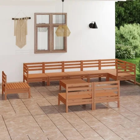 Gartenmöbel-Set 10-teilig aus massivem honigbraunem Kiefernholz von vidaXL, Gartensets - Ref: Foro24-3082912, Preis: 515,02 €...