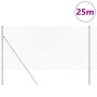 Valla de eslabones de cadena con postes Plateado 1 x 25 m Acero