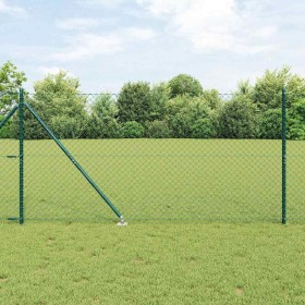 Valla de eslabones de cadena con postes Verde 1.2 x 10 m Acero