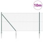 Valla de eslabones de cadena con postes Verde 1.2 x 10 m Acero