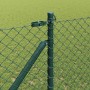 Valla de eslabones de cadena con postes Verde 1.2 x 10 m Acero