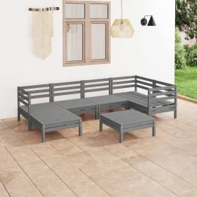 7-piece solid pine wood garden furniture set in gray. by vidaXL, Garden sets - Ref: Foro24-3082961, Price: 364,85 €, Discount: %