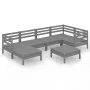 Juego de muebles de jardín 7 piezas madera maciza de pino gris de vidaXL, Conjuntos de jardín - Ref: Foro24-3082961, Precio: ...