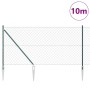 Valla de eslabones de cadena con postes Verde 1.2 x 10 m Acero