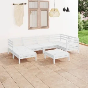 Gartenmöbel-Set 7-teilig aus massivem weißem Kiefernholz von vidaXL, Gartensets - Ref: Foro24-3082960, Preis: 364,31 €, Rabat...