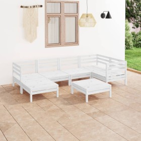 Gartenmöbel-Set 7-teilig aus massivem weißem Kiefernholz von vidaXL, Gartensets - Ref: Foro24-3082960, Preis: 369,10 €, Rabat...