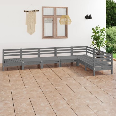 Gartenmöbel-Set 7-teilig aus massivem grauem Kiefernholz von vidaXL, Gartensets - Ref: Foro24-3083016, Preis: 382,67 €, Rabat...