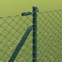 Valla de eslabones de cadena con postes Verde 1.5 x 10 m Acero