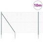 Valla de eslabones de cadena con postes Verde 1.6 x 10 m Acero