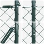 Valla de eslabones de cadena con postes Verde 1.6 x 10 m Acero