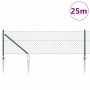 Valla de eslabones de cadena con postes Verde 0.4 x 25 m Acero