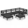 7-teiliges Gartenmöbel-Set aus massivem Kiefernholz schwarz von vidaXL, Gartensets - Ref: Foro24-3082963, Preis: 375,29 €, Ra...