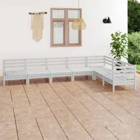 7-piece solid white pine wood garden furniture set by vidaXL, Garden sets - Ref: Foro24-3083015, Price: 364,23 €, Discount: %
