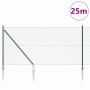Valla de eslabones de cadena con postes Verde 1 x 25 m Acero