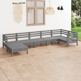 Gartenmöbel-Set 7-teilig aus massivem grauem Kiefernholz von vidaXL, Gartensets - Ref: Foro24-3082966, Preis: 372,89 €, Rabat...