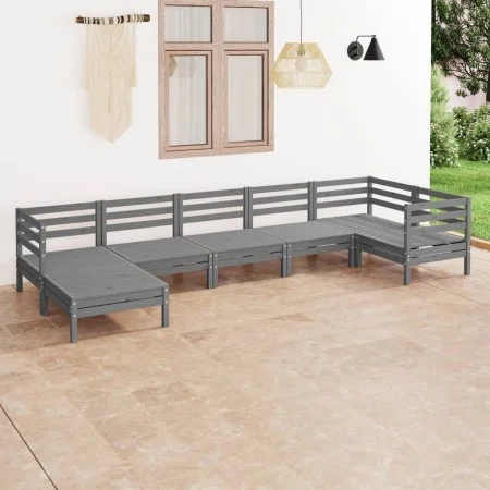 Gartenmöbel-Set 7-teilig aus massivem grauem Kiefernholz von vidaXL, Gartensets - Ref: Foro24-3082966, Preis: 372,89 €, Rabat...