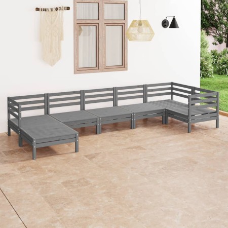 Gartenmöbel-Set 7-teilig aus massivem grauem Kiefernholz von vidaXL, Gartensets - Ref: Foro24-3082966, Preis: 377,80 €, Rabat...