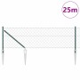 Valla de eslabones de cadena con postes Verde 0.6 x 25 m Acero