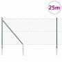 Valla de eslabones de cadena con postes Verde 1.4 x 25 m Acero