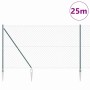 Valla de eslabones de cadena con postes Verde 1.5 x 25 m Acero