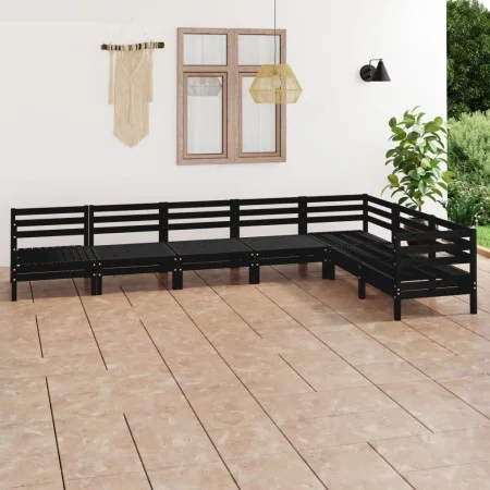 Garden furniture set 7 pieces solid black pine wood by vidaXL, Garden sets - Ref: Foro24-3083018, Price: 390,13 €, Discount: %