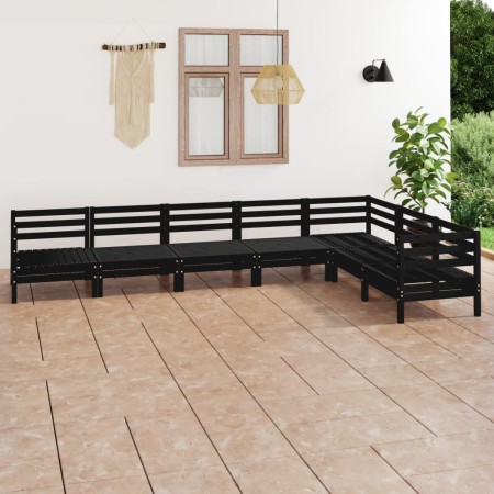 Gartenmöbel-Set 7-teilig aus massivem schwarzem Kiefernholz von vidaXL, Gartensets - Ref: Foro24-3083018, Preis: 395,49 €, Ra...