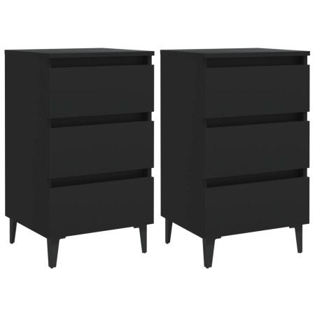 Mesitas noche con patas metal 2 uds negro 40x35x69 cm de vidaXL, Mesitas de noche - Ref: Foro24-805908, Precio: 137,15 €, Des...