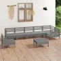 Juego de muebles de jardín 8 piezas madera de pino maciza gris de vidaXL, Conjuntos de jardín - Ref: Foro24-3082744, Precio: ...
