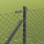 Valla de eslabones de cadena con postes Gris 1.4 x 10 m Acero