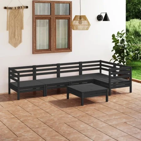 Garden furniture set 6 pieces solid black pine wood by vidaXL, Garden sets - Ref: Foro24-3082706, Price: 319,71 €, Discount: %
