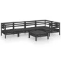 Garden furniture set 6 pieces solid black pine wood by vidaXL, Garden sets - Ref: Foro24-3082706, Price: 319,71 €, Discount: %