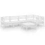 6-teiliges Gartenmöbel-Set aus massivem Kiefernholz aus weißem Holz von vidaXL, Gartensets - Ref: Foro24-3082703, Preis: 305,...