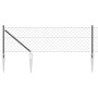 Valla de eslabones de cadena con postes Gris 0.8 x 10 m Acero
