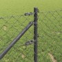Valla de eslabones de cadena con postes Gris 0.8 x 10 m Acero