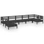 7-teiliges Gartenmöbel-Set aus massivem Kiefernholz schwarz von vidaXL, Gartensets - Ref: Foro24-3082741, Preis: 390,14 €, Ra...
