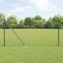 Valla de eslabones de cadena con postes Gris 1 x 10 m Acero