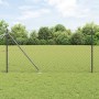 Valla de eslabones de cadena con postes Gris 1.2 x 10 m Acero