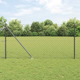 Valla de eslabones de cadena con postes Gris 1.4 x 10 m Acero