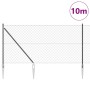 Valla de eslabones de cadena con postes Gris 1.4 x 10 m Acero