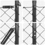 Valla de eslabones de cadena con postes Gris 1.4 x 10 m Acero