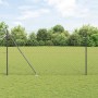 Valla de eslabones de cadena con postes Gris 1.5 x 10 m Acero