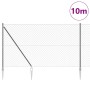 Valla de eslabones de cadena con postes Gris 1.5 x 10 m Acero