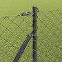 Valla de eslabones de cadena con postes Gris 1.5 x 10 m Acero