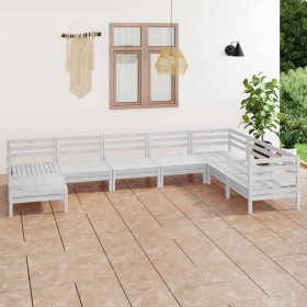 Gartenmöbel-Set 8-teilig aus massivem weißem Kiefernholz von vidaXL, Gartensets - Ref: Foro24-3082985, Preis: 397,70 €, Rabat...