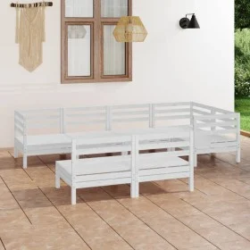 7-piece solid white pine wood garden furniture set by vidaXL, Garden sets - Ref: Foro24-3082748, Price: 364,23 €, Discount: %