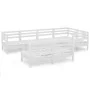 7-teiliges Gartenmöbel-Set massives Kiefernholz weiß von vidaXL, Gartensets - Ref: Foro24-3082748, Preis: 364,23 €, Rabatt: %